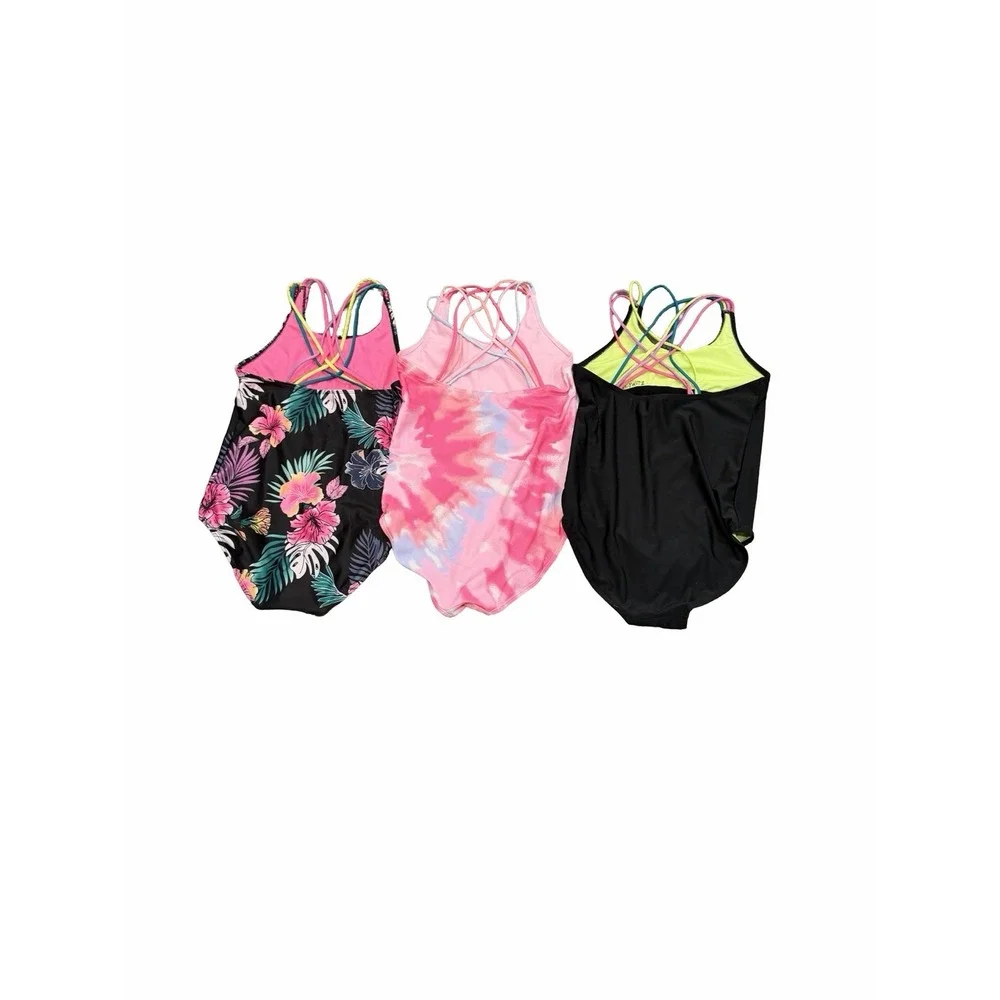 JUSTICE Teen Girls 16 One Piece Swimsuit Bathing Suit Lot Bundle Floral Tie Dye